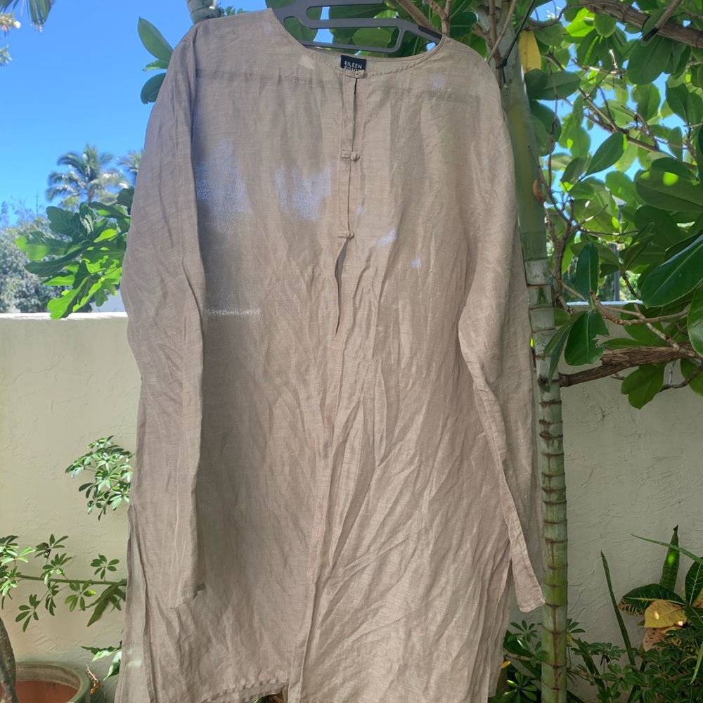 Eileen Fisher Silk Linen Blend Tunic Top XL